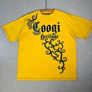 Coogi Heritage T Shirt Mens XXXL Yellow Graphic Cotton Short Sleeve Y2K Pinkman‎